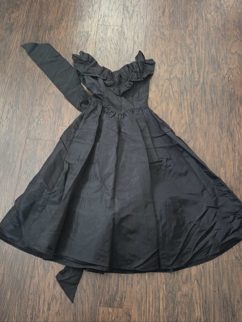 Gunne Sax Black Prom Dress with Ruffle Bodice